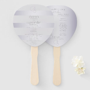 Wedding Program   Violet Silver Stripes Monogram Hand Fan