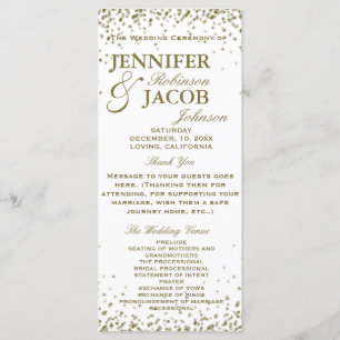 Wedding Program   White and Gold Confetti Programme