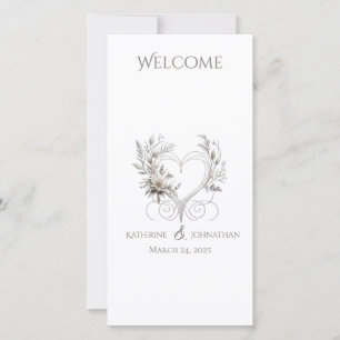 Wedding Program-White Flowers with a Heart