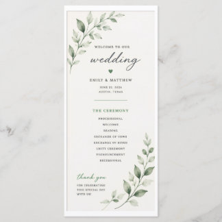 Wedding Program with Leaves Programme