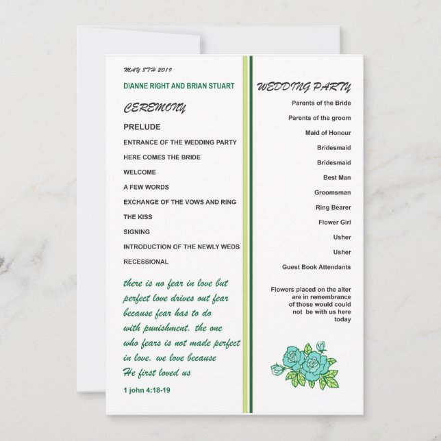 WEDDING PROGRAMME (Front)