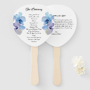 Wedding programme   Blue Orchid Hand Fan