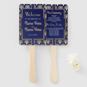 Wedding Programme Hand Fan 1920's Twenties Gold