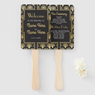 Wedding Programme Hand Fan 1920's Twenties Gold