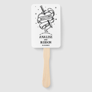 Wedding Programme Hearts Tattoo Traditional  Hand Fan