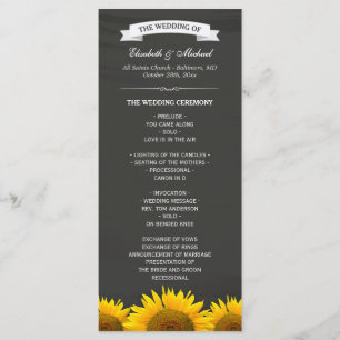 Wedding Programs Elegant Sunflowers Chalkboard Programme