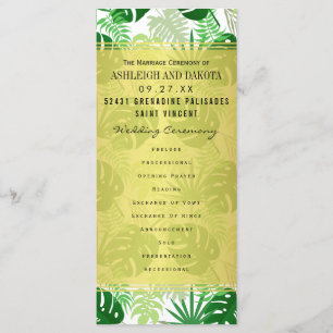 Wedding Programs   Exotic Green Tropical Leaves Programme