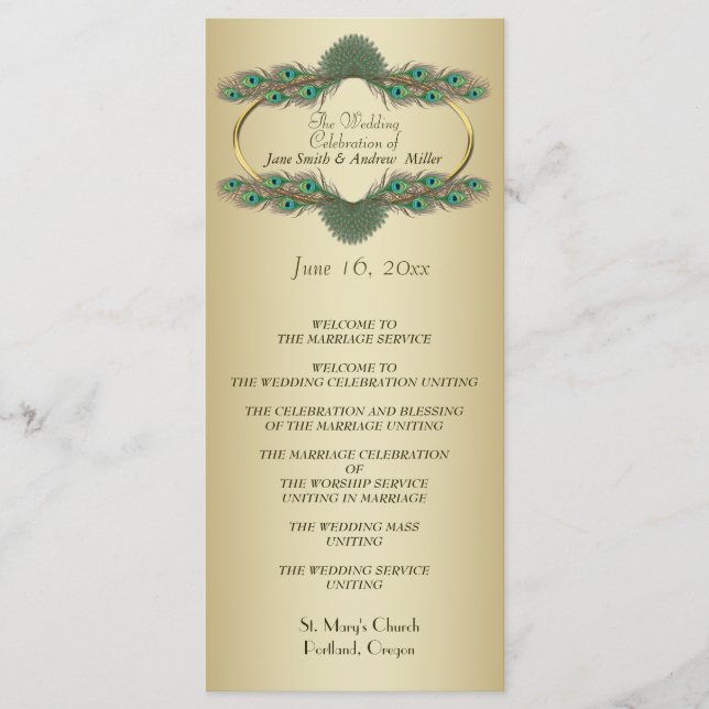 Wedding Programs - Gold Programme (Front)
