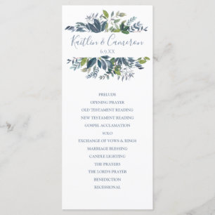 Wedding Programs - Painted Greenery (Dusty Blue) Programme