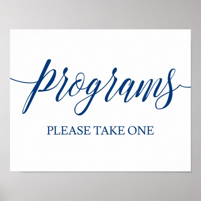 Wedding Programs Sign in Navy Blue Calligraphy (Front)