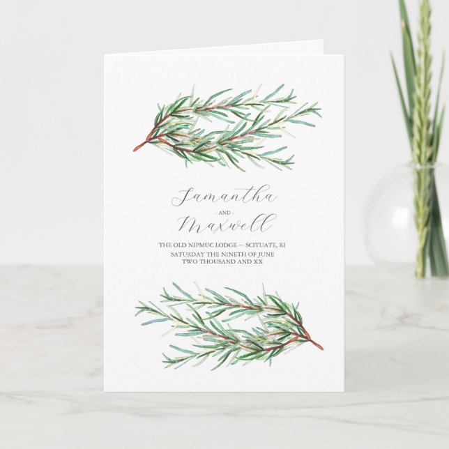 Wedding Programs Watercolor Rosemary Folded Programme (Front)