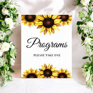 Wedding Programs Yellow White Sunflower Poster