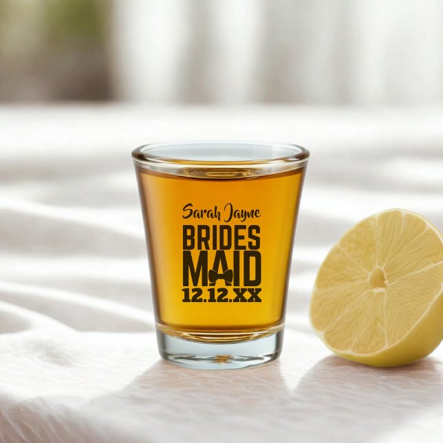 Wedding Proposal Bridesmaid Favor Shot Glass (For your Bridesmaid. A cute shot glass with space for her name and your wedding date)