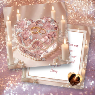 Wedding Proposal Crystalline Heart Cake & Rings Card