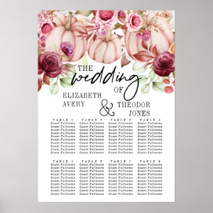 Wedding Pumpkin Autumn Pink Seating Charts