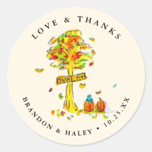 Wedding Pumpkins Thank You Classic Round Sticker