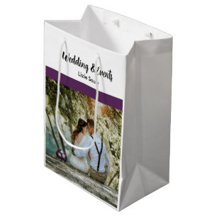 Wedding purple and white medium gift bag