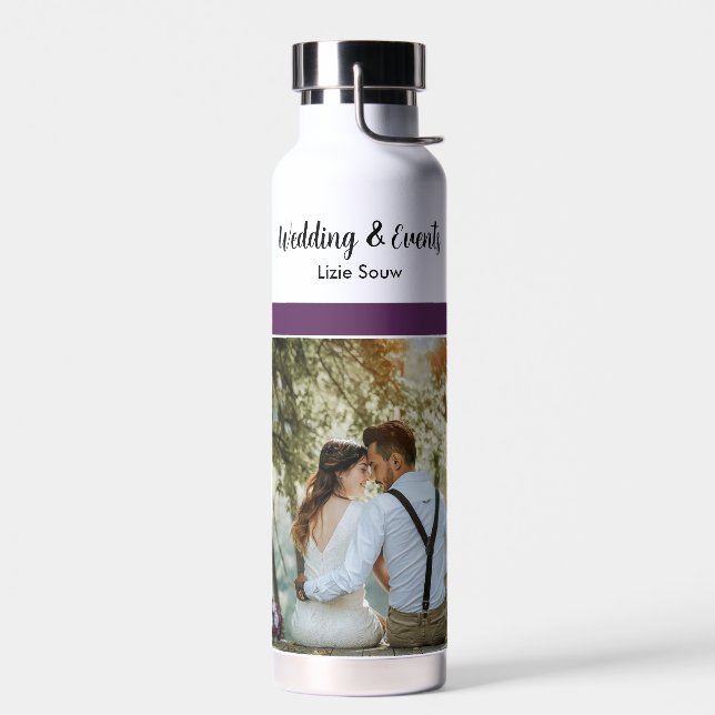 Wedding purple and white water bottle (Left)