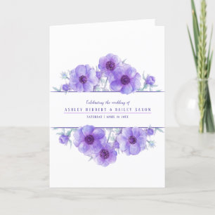 Wedding purple anemone flowers watercolor art programme
