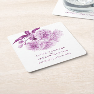 Wedding purple blossom custom paper coasters