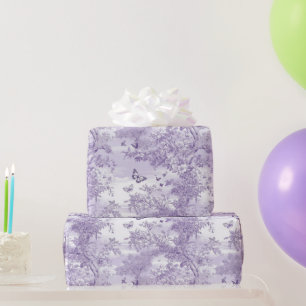 Wedding Purple Butterflies On Purple Background Wrapping Paper
