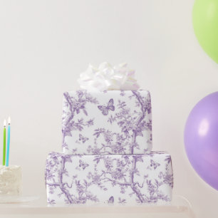 Wedding Purple Butterflies On Purple Background Wrapping Paper