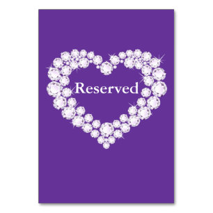 Wedding purple diamond heart table reserved number