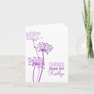 Wedding purple flower girl thank you card