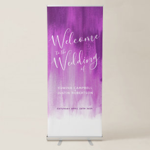 Wedding purple mauve modern art welcome banner
