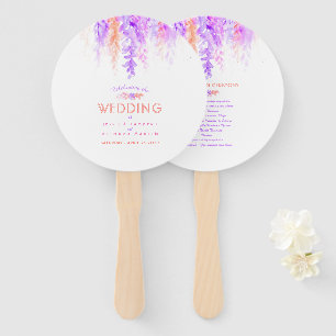 Wedding purple orange flower cascade program fans