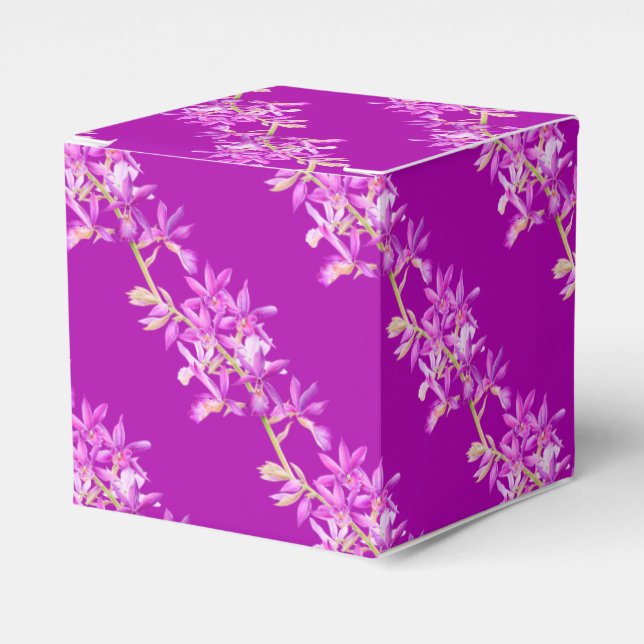 Wedding purple orchid flower watercolor favour favour box (Front Side)