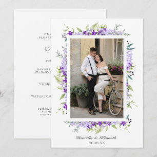 Wedding Purple Shades Flowers & Branches Photo Save The Date