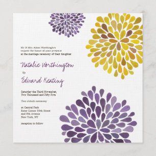 Wedding Purple Yellow Flower Blooms Invitation