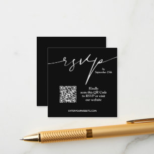 Wedding QR Code Black and White Enclosure Card