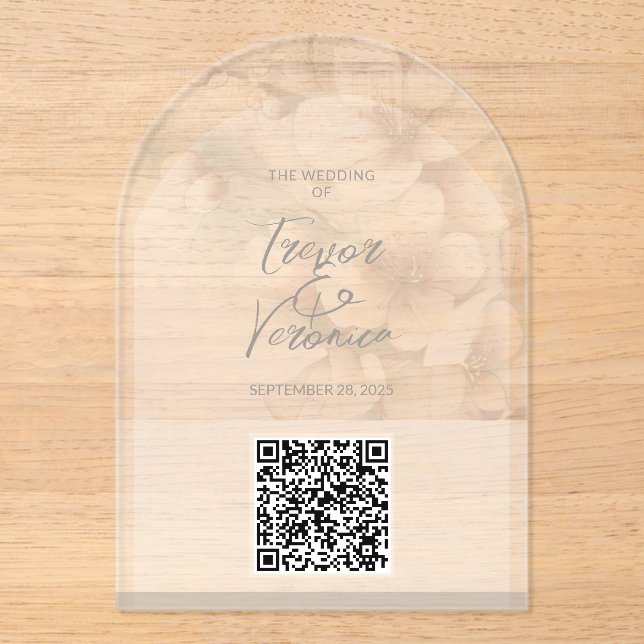 Wedding QR Code Cherry Blossom Invitation (Front)