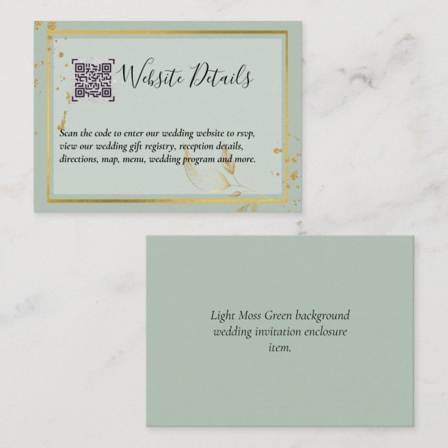 Wedding QR CODE RSVP GIFTS DETAILS Website Business Card (Front/Back)