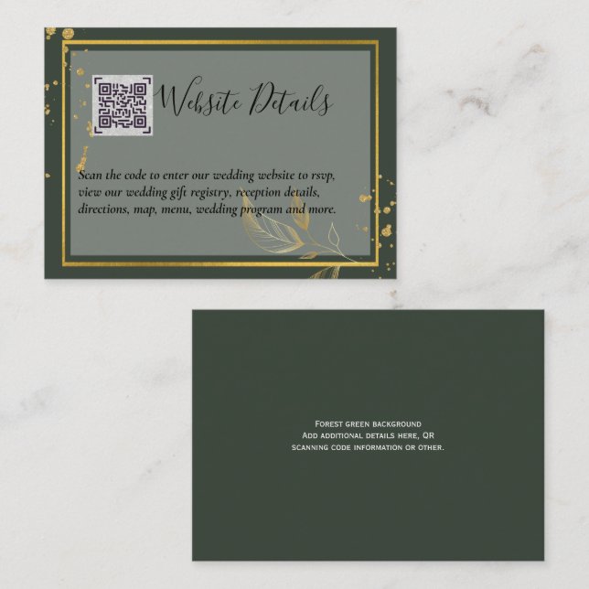 Wedding QR CODE RSVP GIFTS DETAILS Website Enclosure Card (Front/Back)