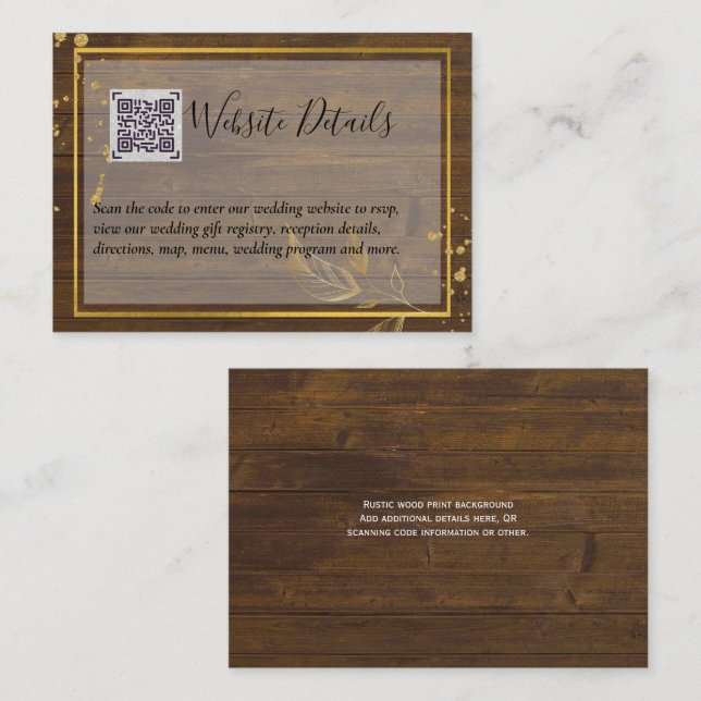 Wedding QR CODE RSVP GIFTS DETAILS Website Enclosure Card (Front/Back)