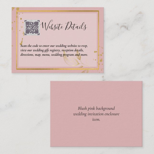 Wedding QR CODE RSVP GIFTS DETAILS Website Enclosure Card (Front/Back)