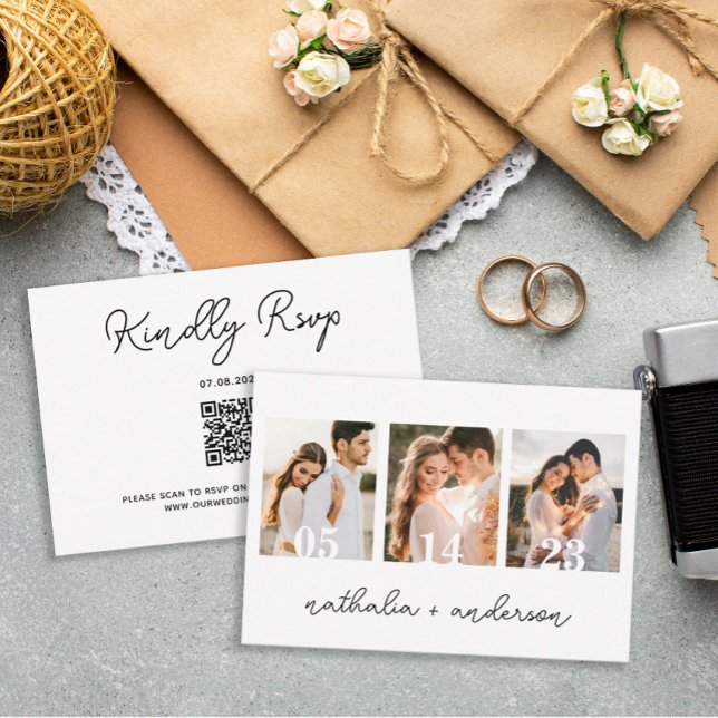 Wedding Qr Code Simple Modern Script  RSVP Card (Creator Uploaded)