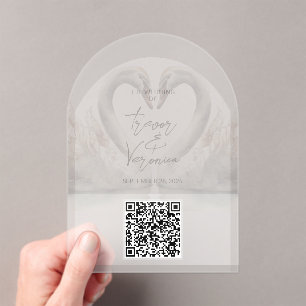 Wedding QR Code Swan Invitation