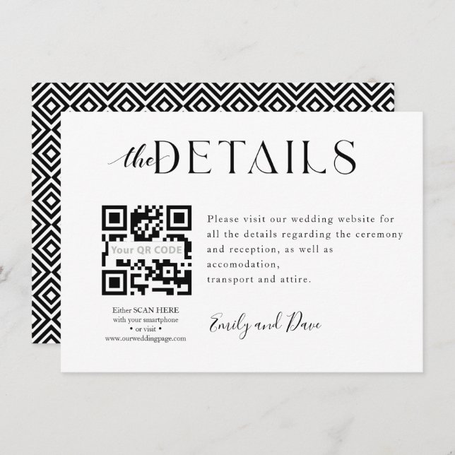 Wedding QR CODE Website Enclosure Card (Front/Back)
