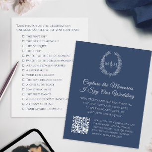 Wedding QR photo competition oval monogram Enclosure Card