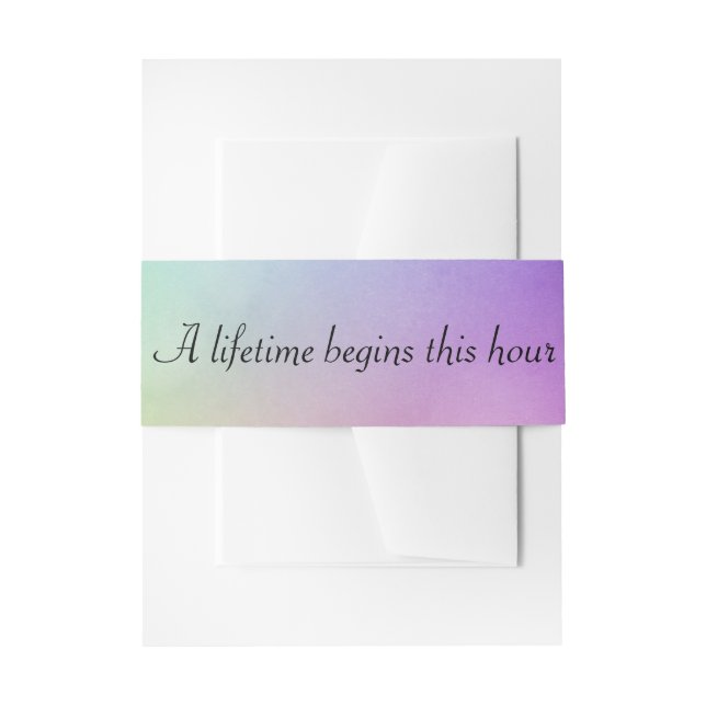 Wedding Quote On Gradient Rainbow Invitation Belly Band (Front Example)
