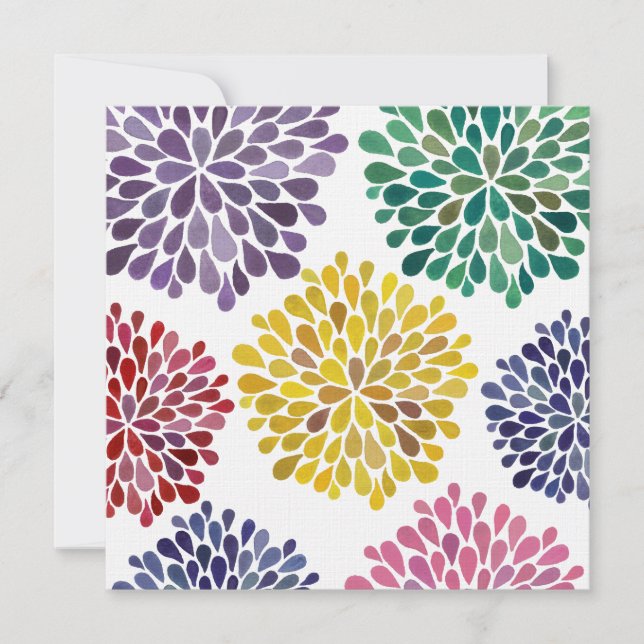 Wedding Rainbow Blossoms Custom Made Invitation (Front)