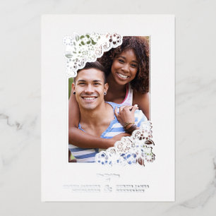 Wedding Real Silver Effect Fancy Overlay Floral