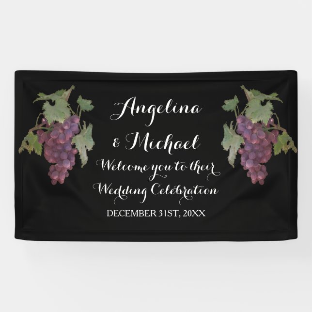 Wedding Reception Banner Wine Grape Winery Wedding (Horizontal)
