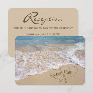 Wedding Reception Beach Hearts Invite