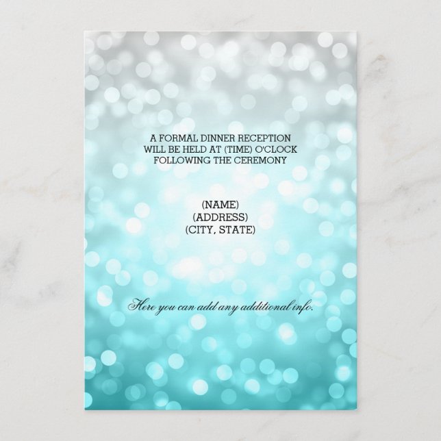 Wedding Reception Beach Ombre Glitter Lights Enclosure Card (Front)