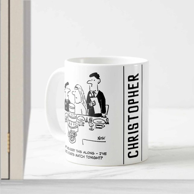 Wedding Reception Bridegroom has a Darts Match Coffee Mug (Creator Uploaded)
